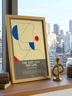 The Dot and the Line bookish print framed by window – literary home decor