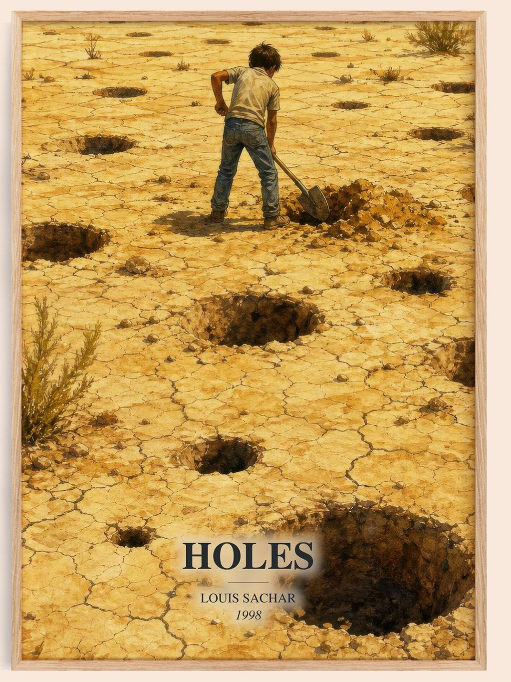 Holes watercolour book poster by Louis Sachar – framed literary art print