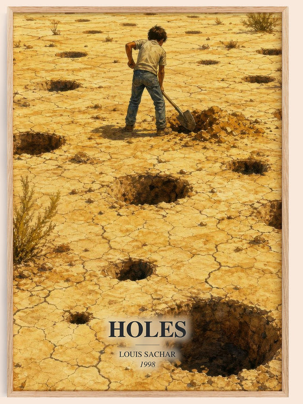 Holes watercolour book poster by Louis Sachar – framed literary art print