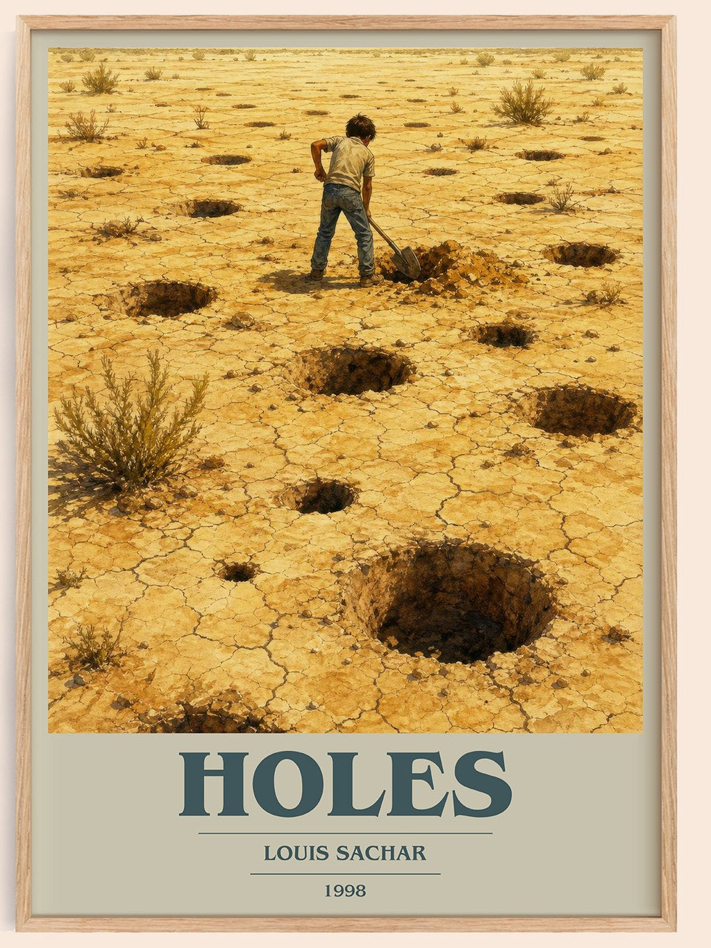 Holes book cover book poster by Louis Sachar – framed literary art print