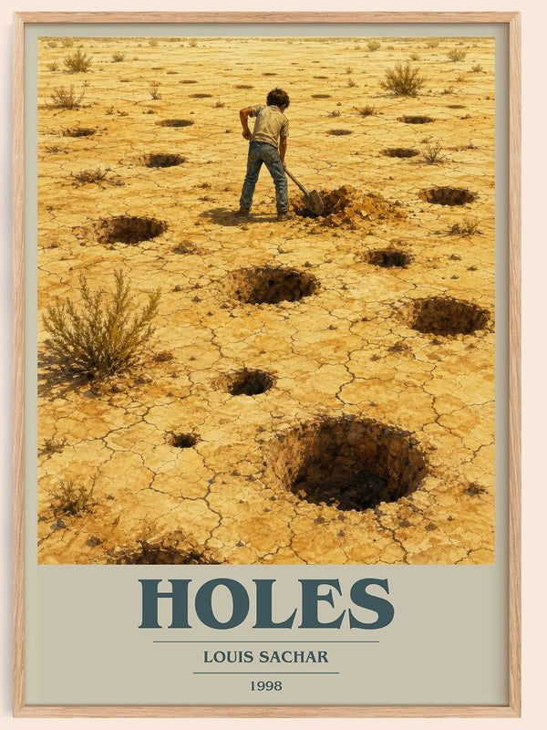 Holes book cover book poster by Louis Sachar – framed literary art print