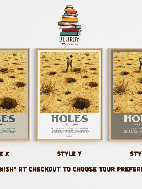 Holes bookish print in frame leaning in hallway – young adult wall art