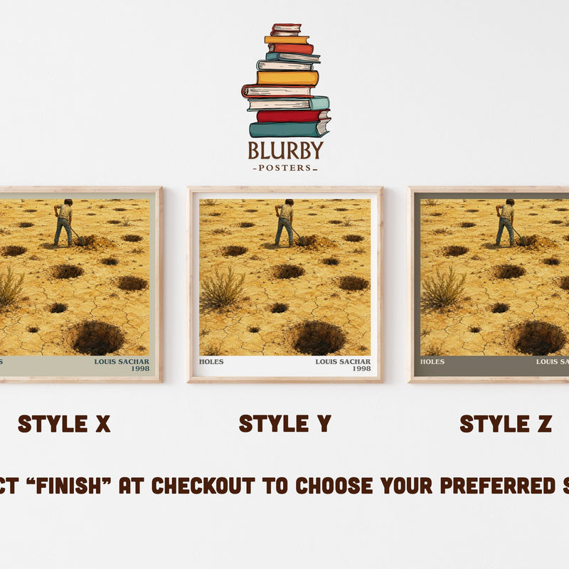 Holes literary print in frame leaning in hallway – young adult wall art