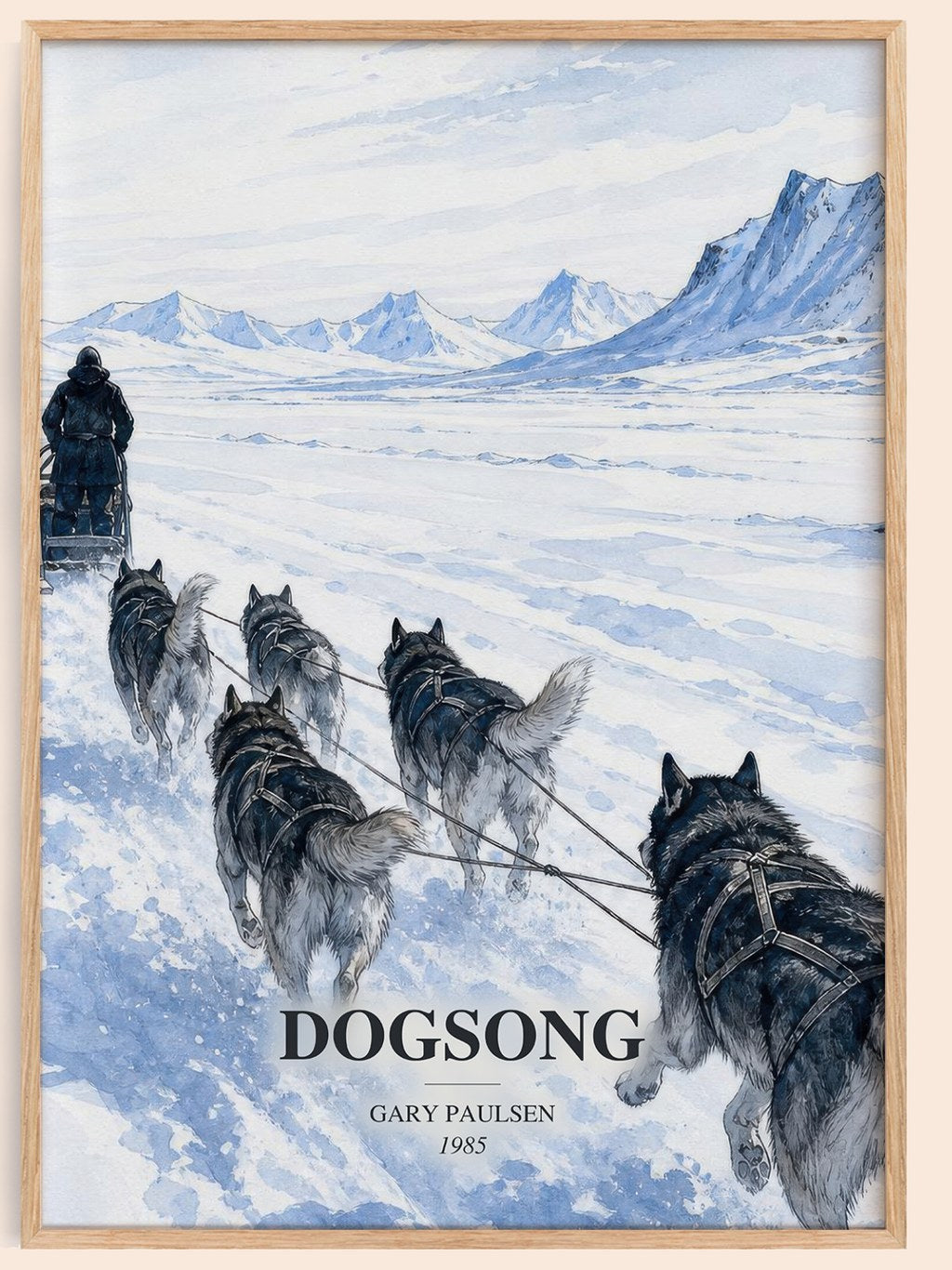 Dogsong watercolour book poster by Gary Paulsen – framed literary art print