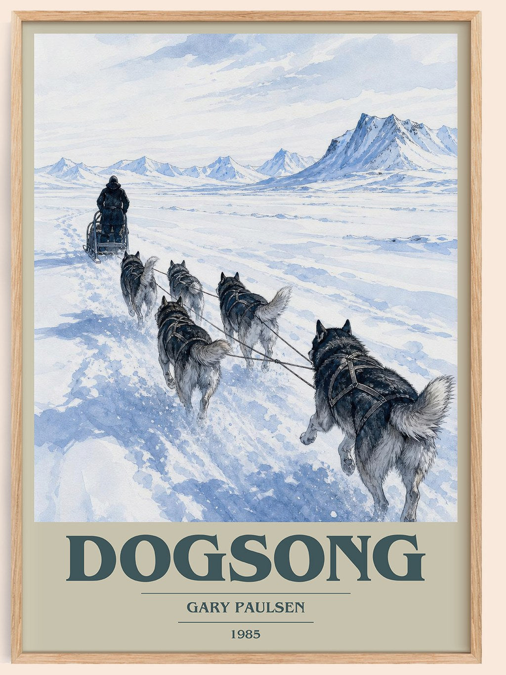 Dogsong book cover book poster by Gary Paulsen – framed literary art print