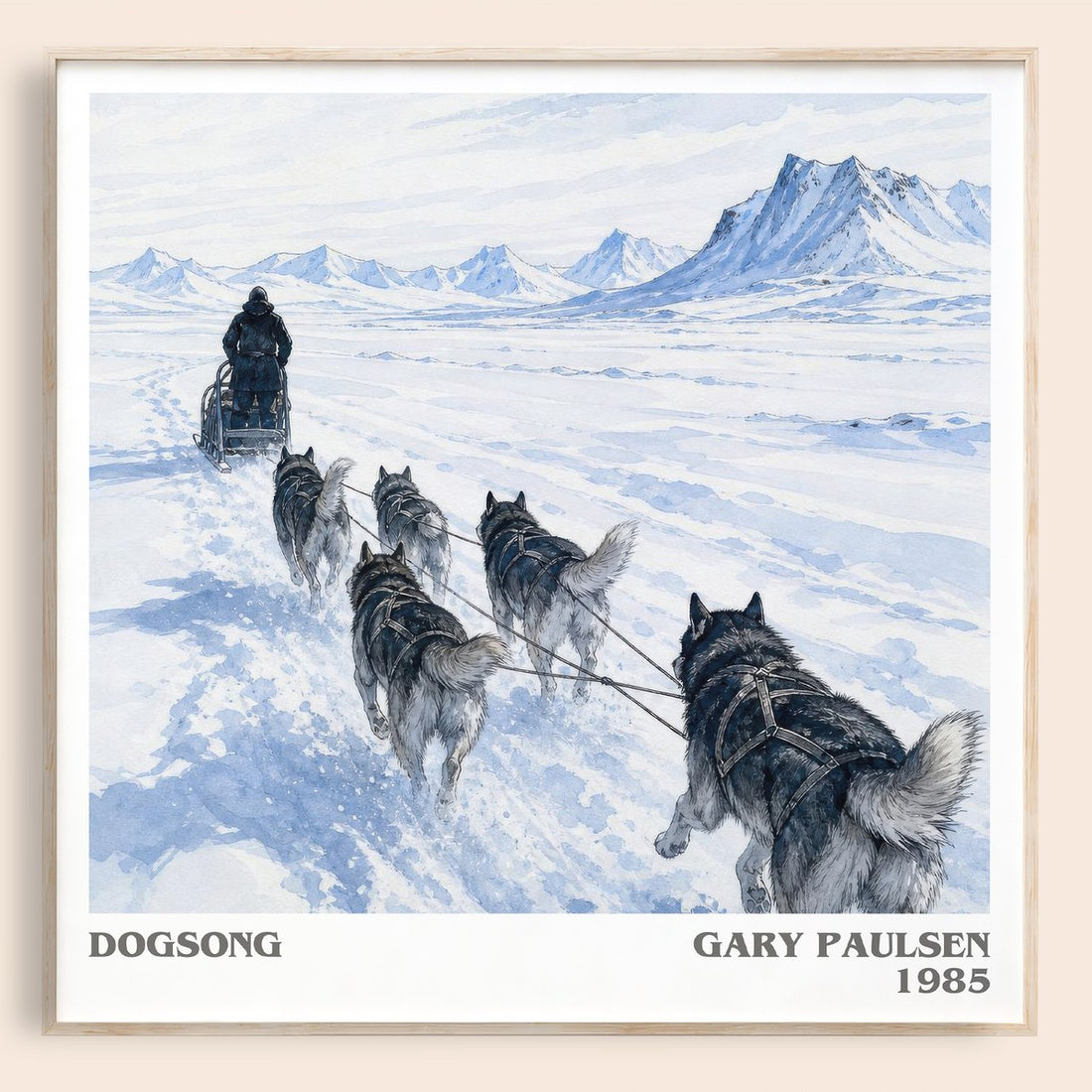 Dogsong literary book poster by Gary Paulsen – framed literary art print