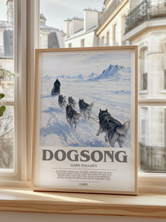 Dogsong bookish poster colour and style options – Gary Paulsen book art