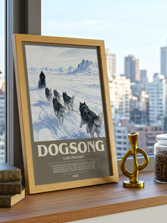 Dogsong bookish print framed by window – literary home decor