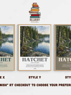 Hatchet bookish print in frame leaning in hallway – young adult wall art