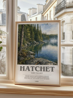Hatchet bookish poster colour and style options – Gary Paulsen book art