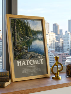 Hatchet bookish print framed by window – literary home decor