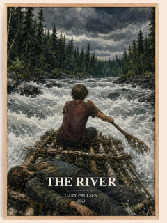 The River watercolour book poster by Gary Paulsen – framed literary art print