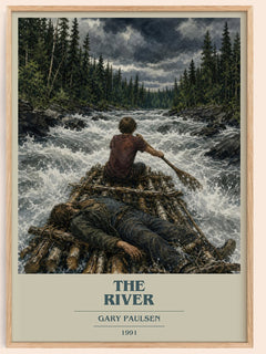 The River book cover book poster by Gary Paulsen – framed literary art print