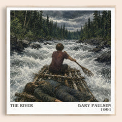 The River literary book poster by Gary Paulsen – framed literary art print