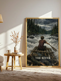 The River watercolour print in frame leaning in hallway – young adult wall art
