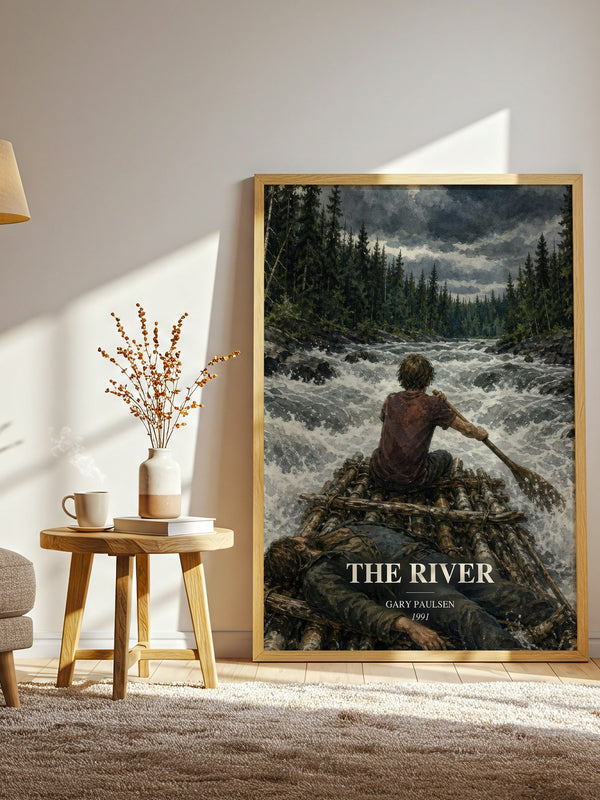 The River watercolour print in frame leaning in hallway – young adult wall art