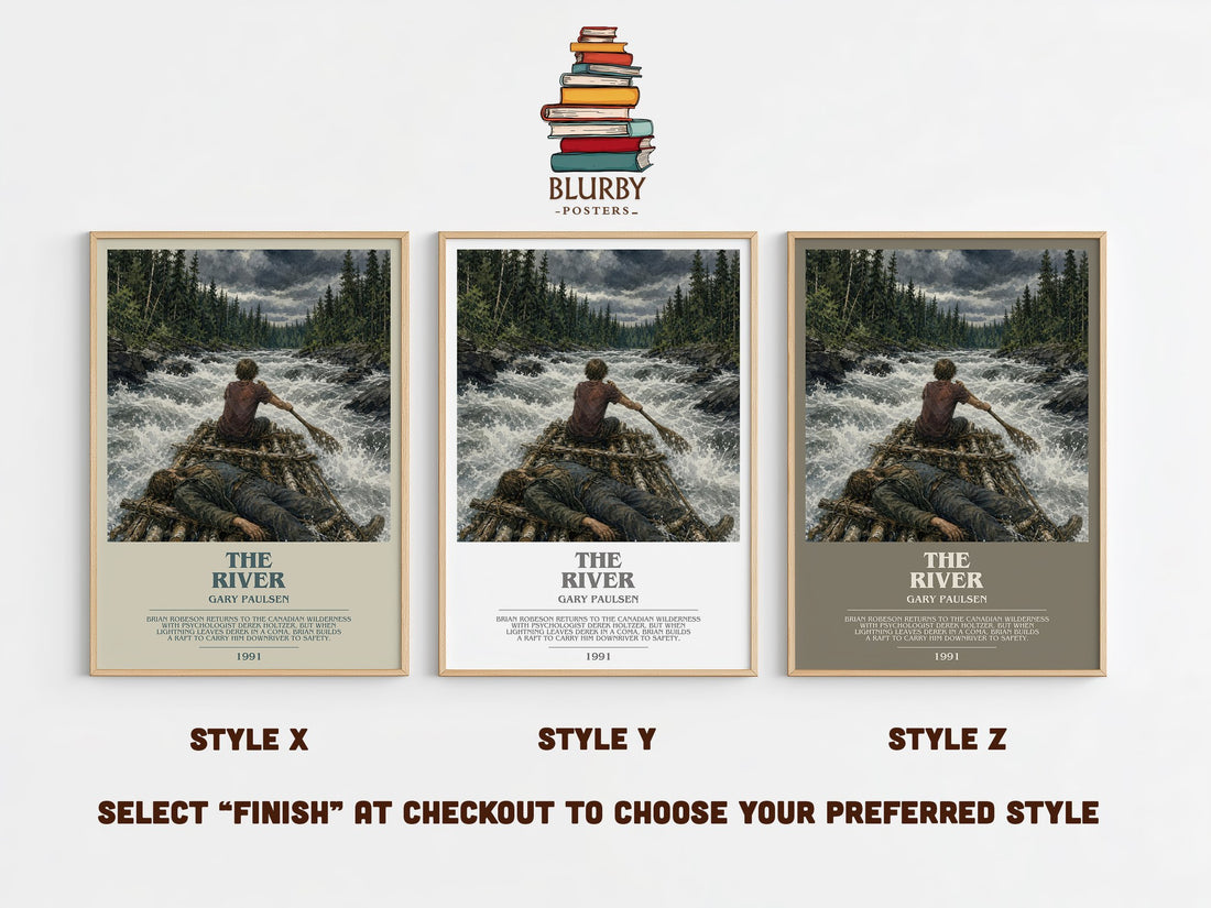 The River bookish print in frame leaning in hallway – young adult wall art (mockup)