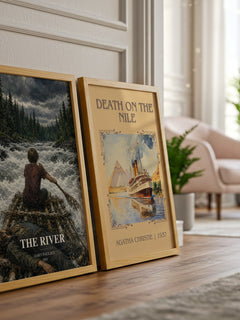 The River watercolour print framed by window – literary home decor