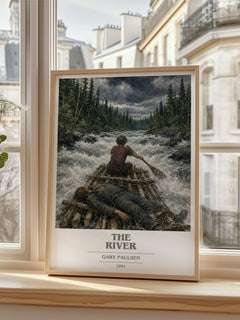 The River book cover poster colour and style options – Gary Paulsen book art