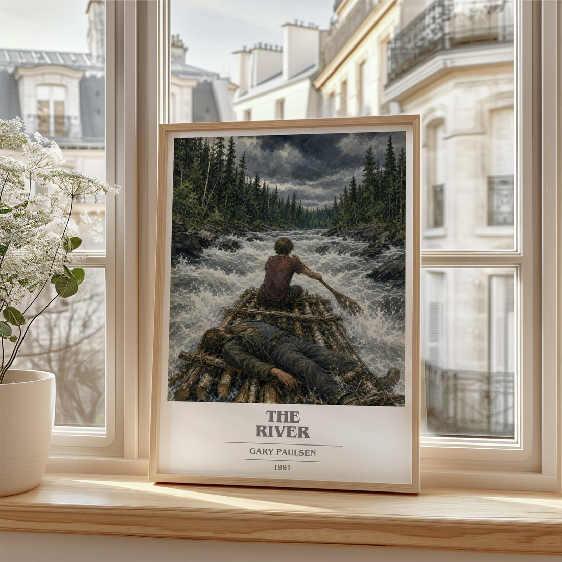 The River book cover poster colour and style options – Gary Paulsen book art