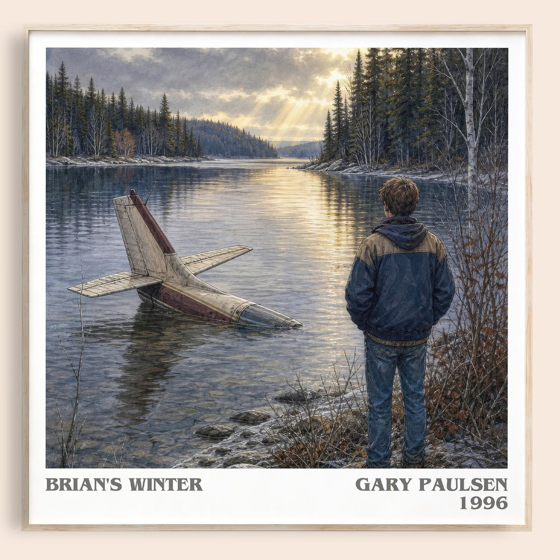 Brian's Winter literary book poster by Gary Paulsen – framed literary art print