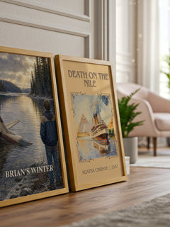 Brian's Winter watercolour print framed by window – literary home decor