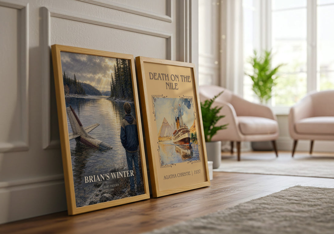 Brian's Winter watercolour print framed by window – literary home decor