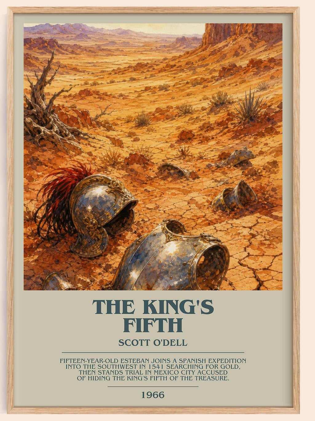 The King's Fifth bookish book poster by Scott O'Dell – framed literary art print