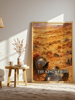 The King's Fifth watercolour print in frame leaning in hallway – historical fiction wall art