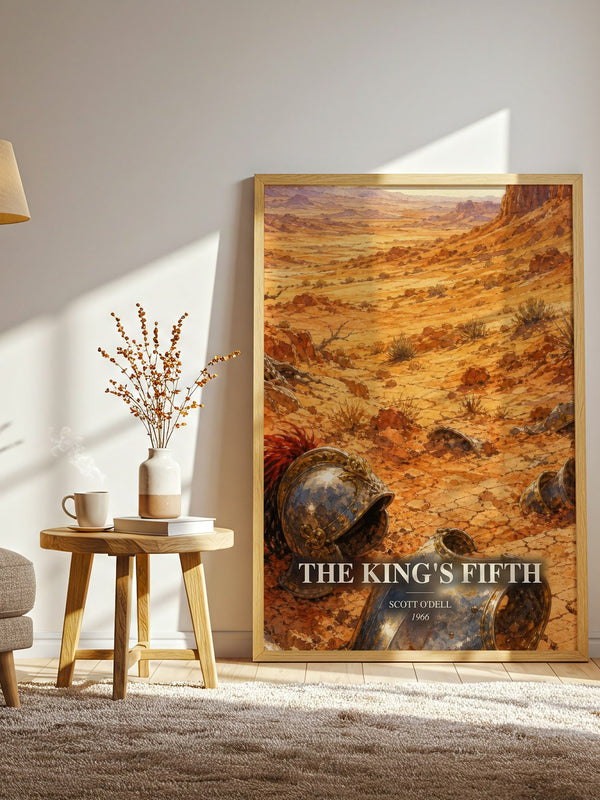 The King's Fifth watercolour print in frame leaning in hallway – historical fiction wall art