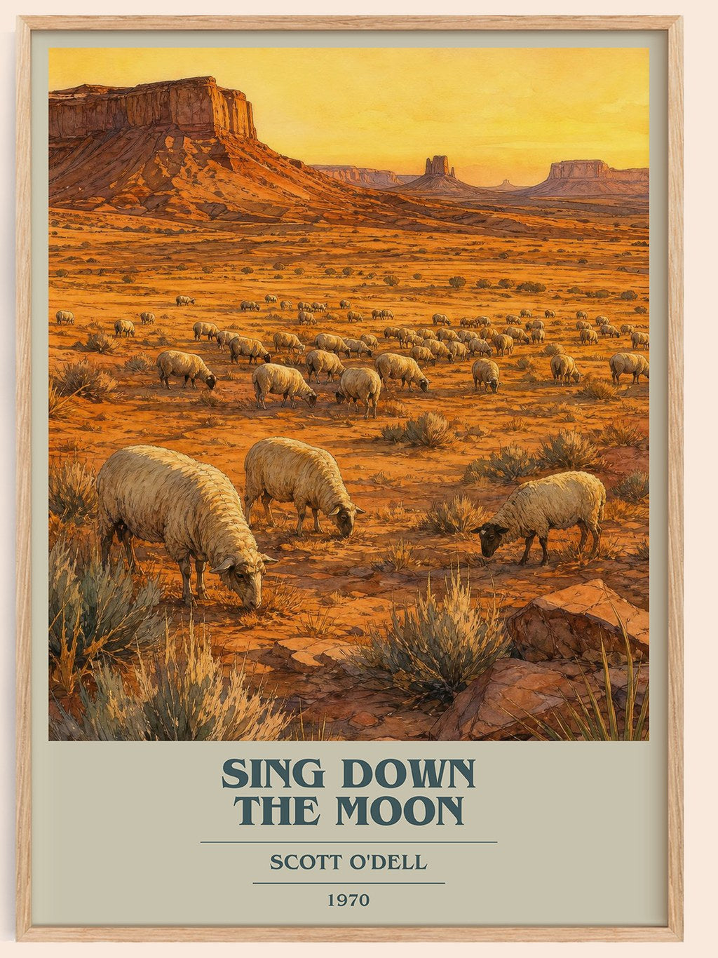 Sing Down the Moon book cover book poster by Scott O'Dell – framed literary art print