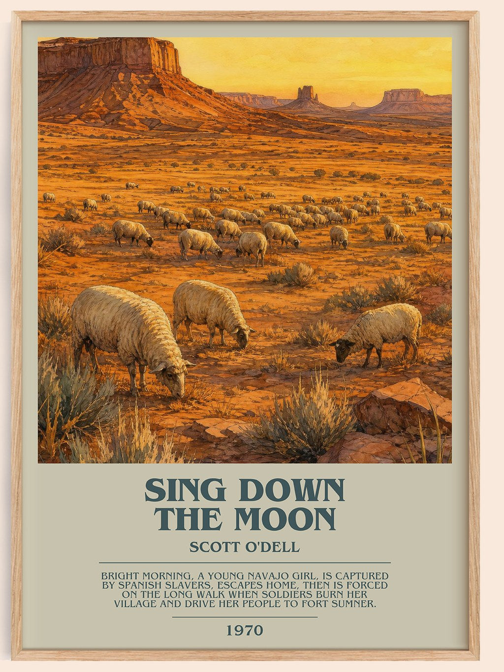 Sing Down the Moon bookish book poster by Scott O'Dell – framed literary art print