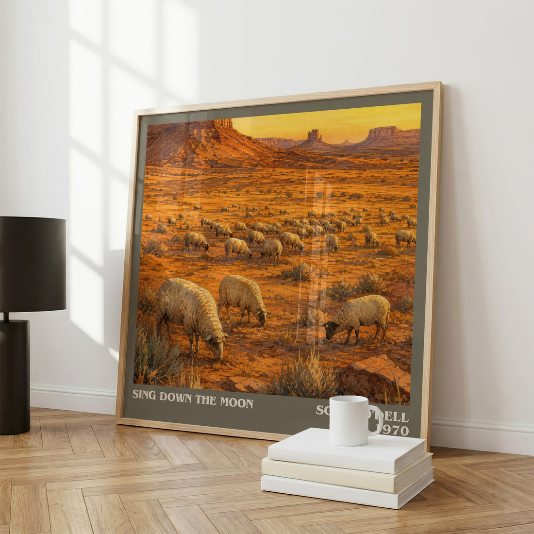 Sing Down the Moon literary print framed by window – literary home decor