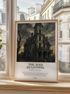 The Bad Beginning bookish poster colour and style options – Lemony Snicket book art