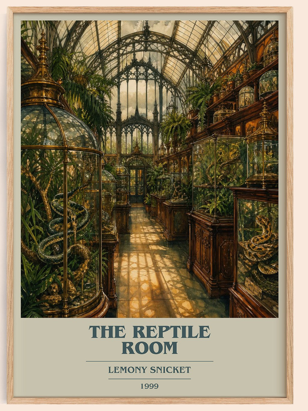 The Reptile Room book cover book poster by Lemony Snicket – framed literary art print