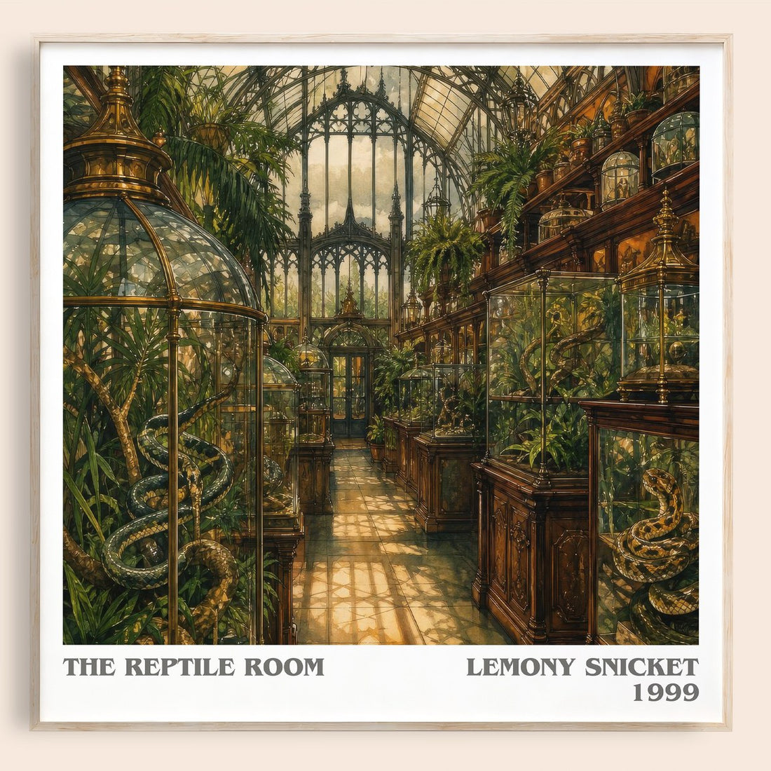 The Reptile Room literary book poster by Lemony Snicket – framed literary art print