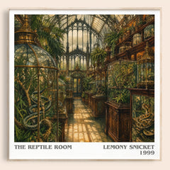 The Reptile Room literary book poster by Lemony Snicket – framed literary art print