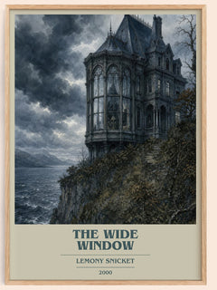 The Wide Window book cover book poster by Lemony Snicket – framed literary art print
