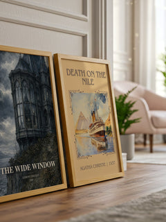 The Wide Window watercolour print framed by window – literary home decor