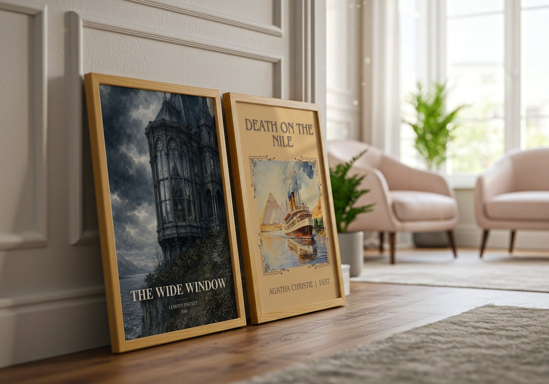 The Wide Window watercolour print framed by window – literary home decor