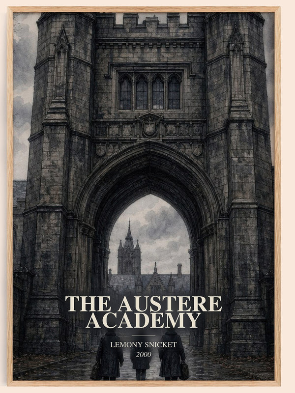 The Austere Academy watercolour book poster by Lemony Snicket – framed literary art print