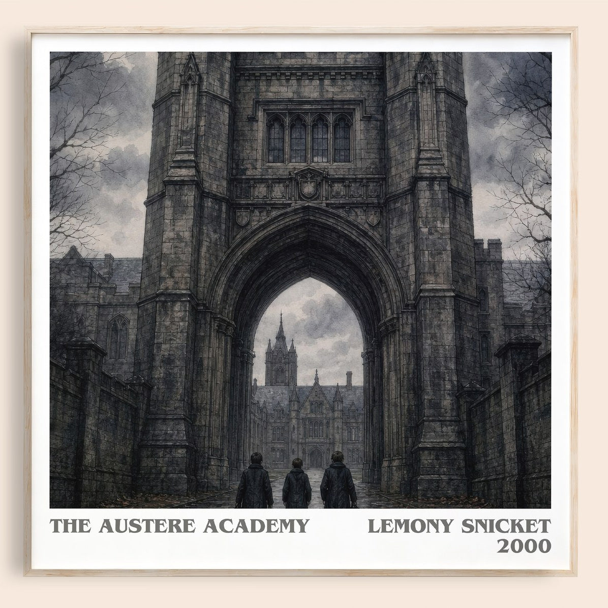 The Austere Academy literary book poster by Lemony Snicket – framed literary art print