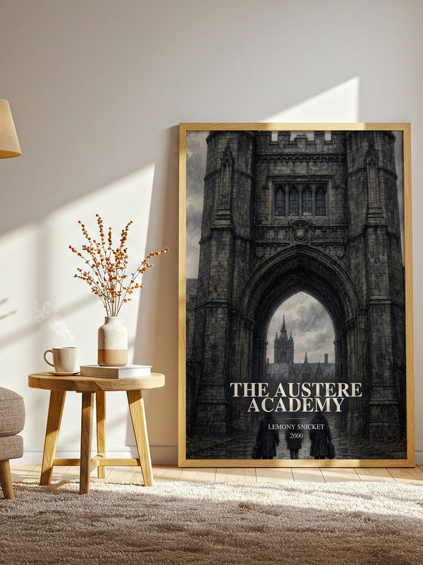 The Austere Academy watercolour print in frame leaning in hallway – childrens wall art