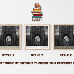 The Austere Academy literary print in frame leaning in hallway – childrens wall art
