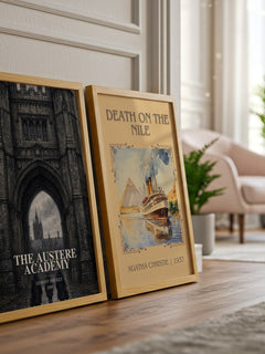 The Austere Academy watercolour print framed by window – literary home decor