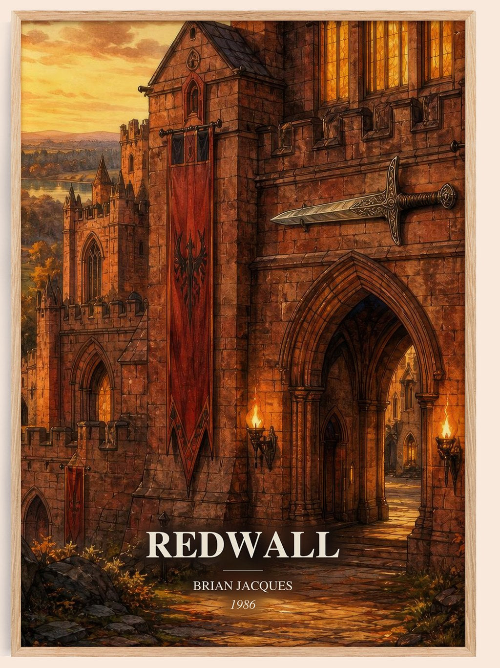 Redwall watercolour book poster by Brian Jacques – framed literary art print