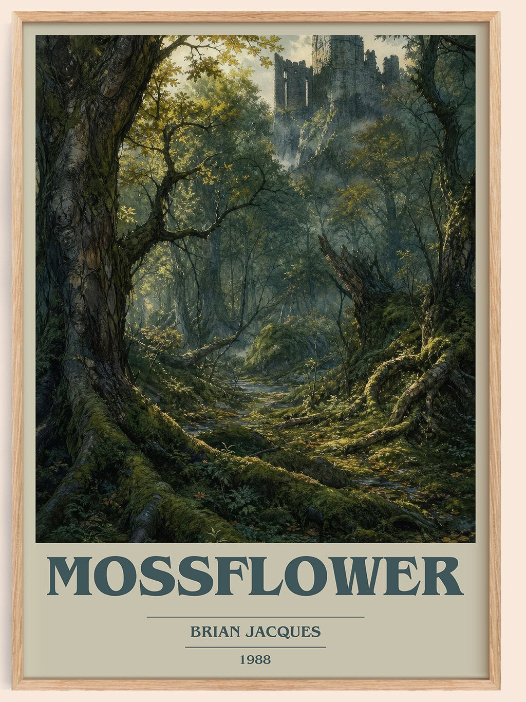 Mossflower book cover book poster by Brian Jacques – framed literary art print