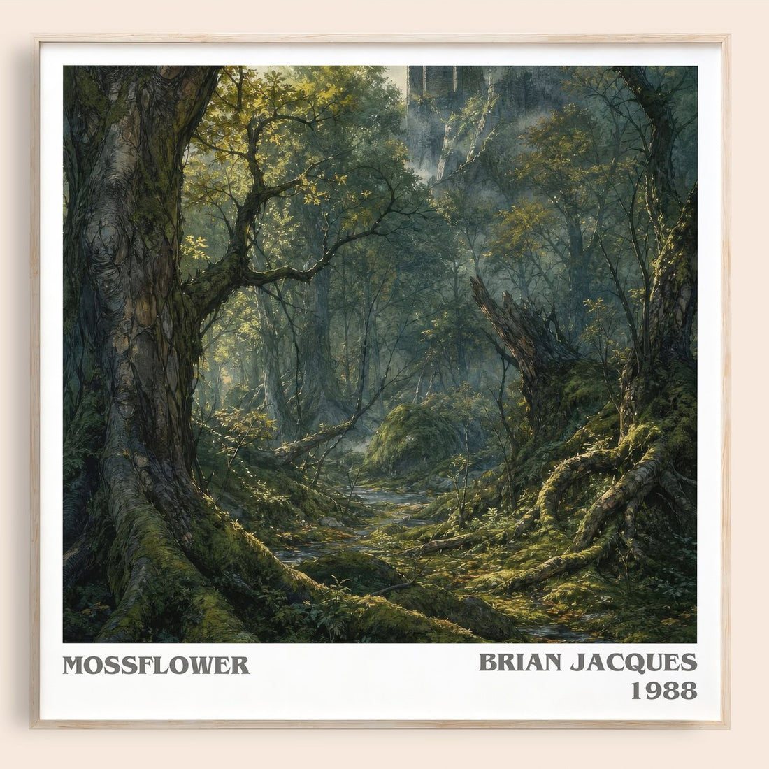 Mossflower literary book poster by Brian Jacques – framed literary art print