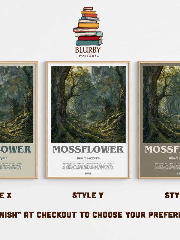Mossflower bookish print in frame leaning in hallway – fantasy wall art