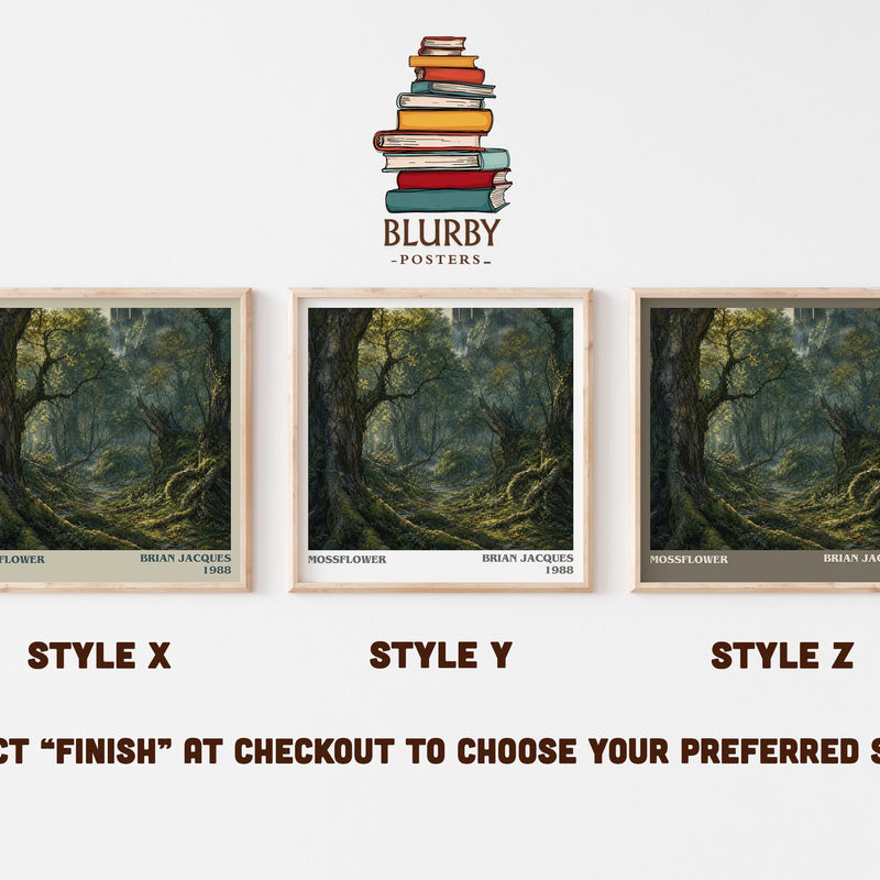 Mossflower literary print in frame leaning in hallway – fantasy wall art